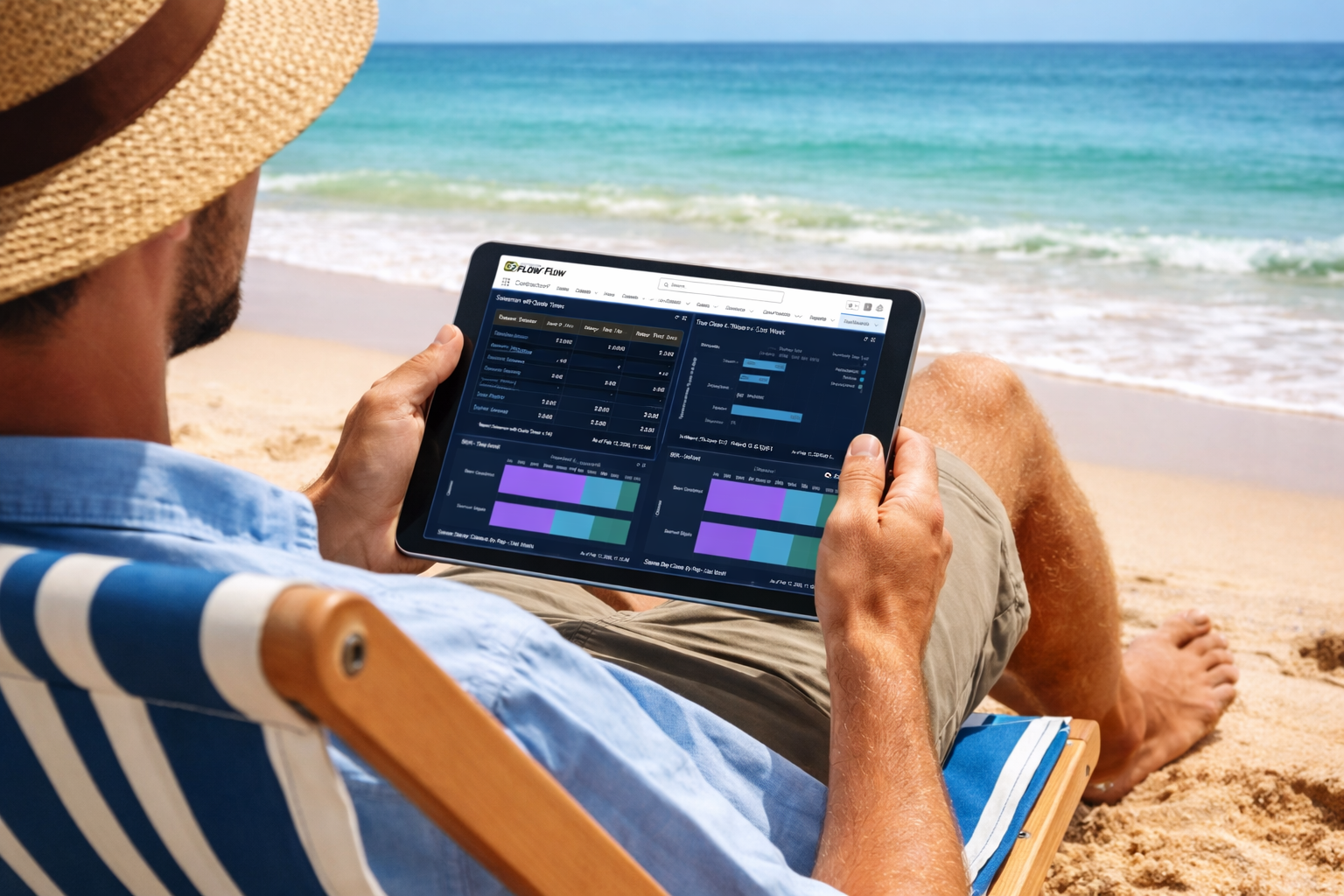 Executive contractor dashboard showing real-time sales, production and margin reporting