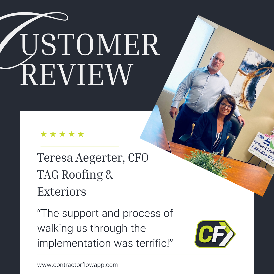 ContractorFlow review from roofing and exterior contractor about workflow visibility